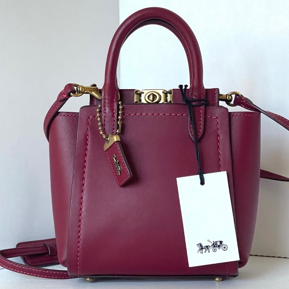 Coach 1941 Troupe Tote 16 Deep Red Leather Mini Crossbody Bag 79401